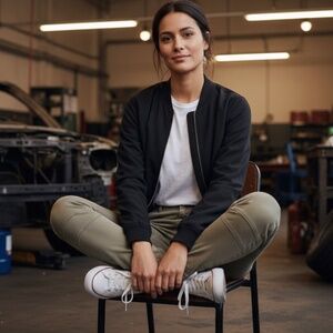 BCBG Women's Size 30 Dusty Olive Cargo/Moto Flat Front Zip Ankle Skinny Pants